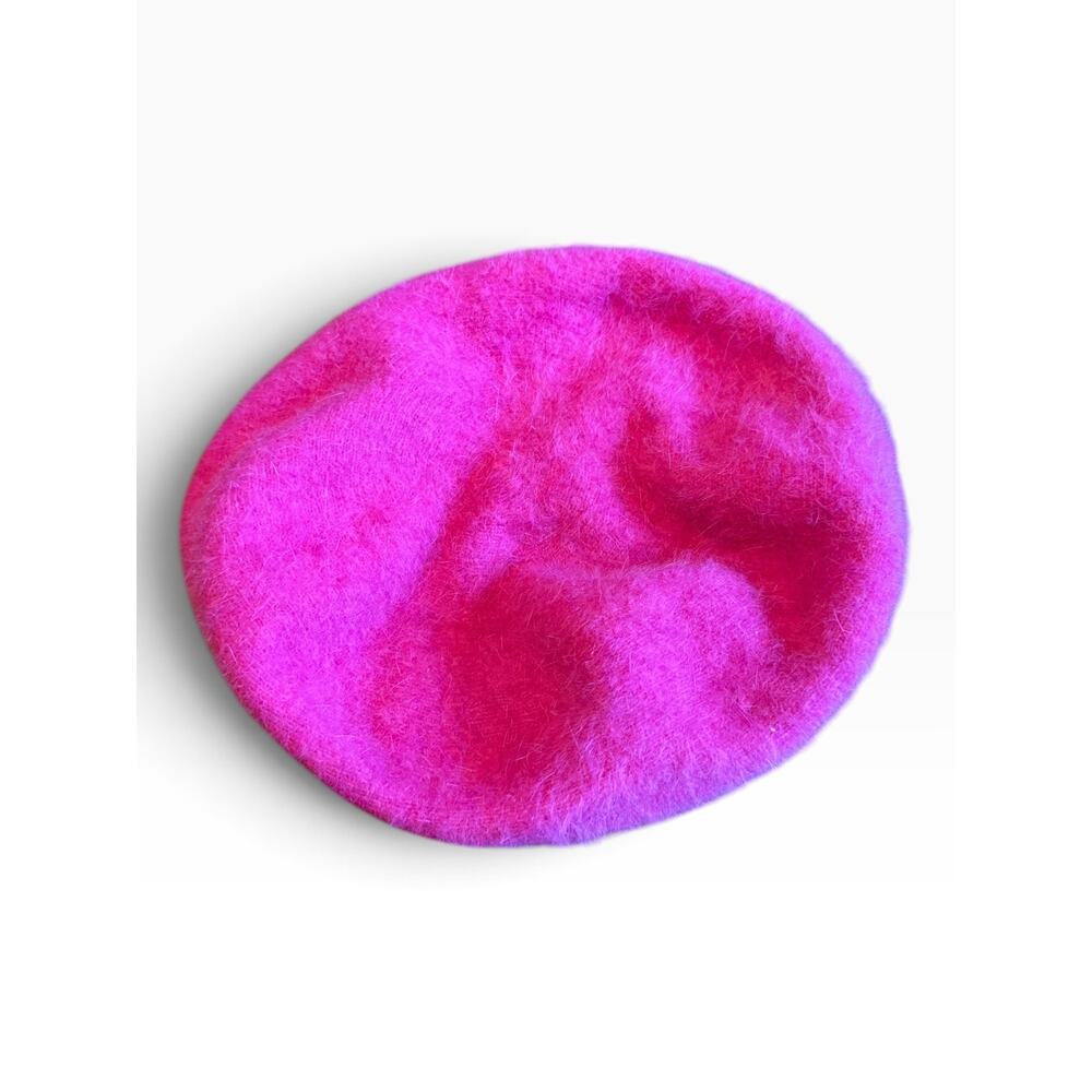 Vintage Made in France Hot Pink Fuzzy Beret - Picture 2 of 5